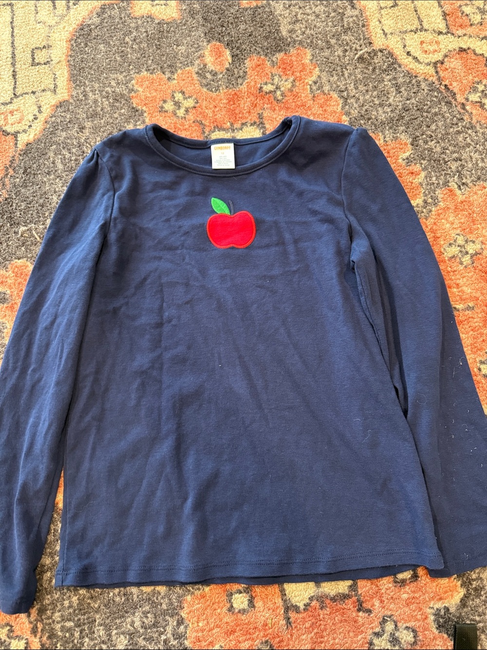 Gymboree Navy Long-Sleeve Shirt with Red Apple Patch
